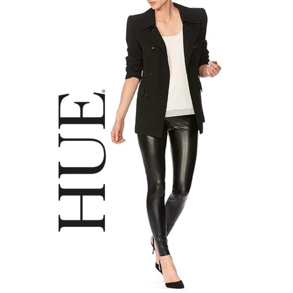 HUE Faux VEGAN Leather Leggings! Size: LARGE! - Picture 1 of 4